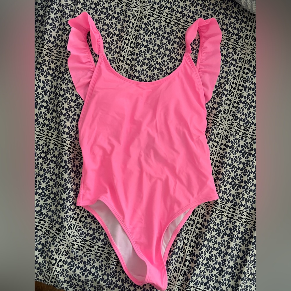 NEW SHEIN Pink Ruffled One Piece Swimsuit